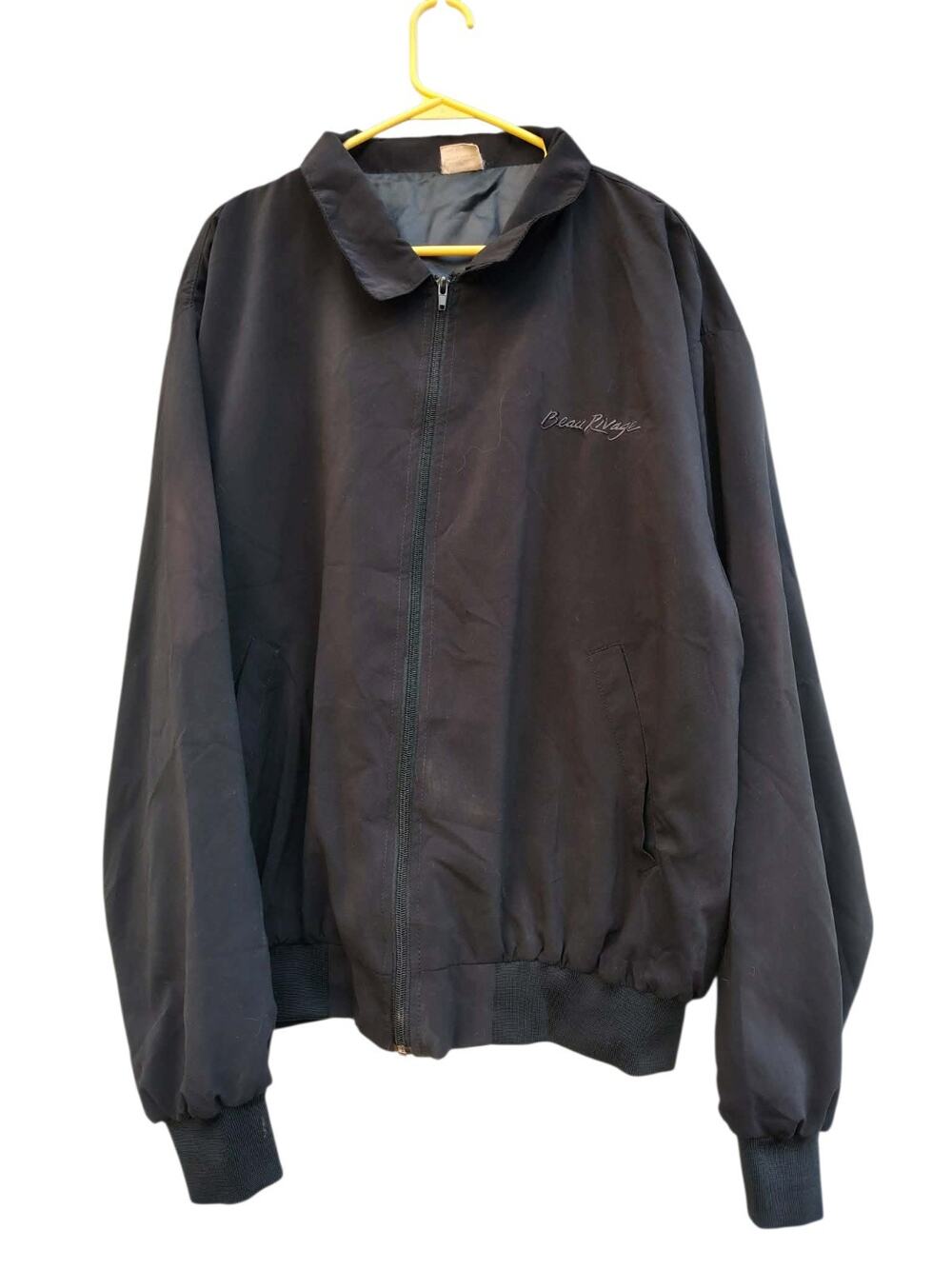 Vintage Beau Rivage Black Windbreaker Jacket Mens XL Zip Up Lined Casino Logo